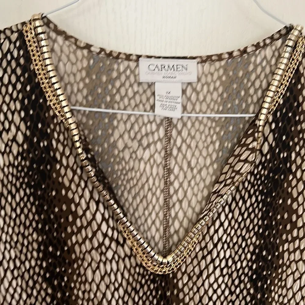 Carmen Marc Valvo Woman Gold Trim Blouse - Picture 4 of 14